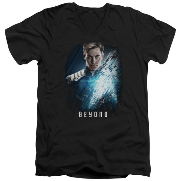 Star Trek Beyond Kirk Poster Adult V-Neck 30/1 T-Shirt Black