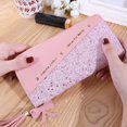 thumbnail image 4 of Cartera larga con cremallera para mujer Cartera con borlas de colores con costuras de estilo coreano para mujer Estuche para tarjetas a juego Bolso para teléfono móvil, 4 of 6