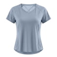 thumbnail image 7 of Yuanlong Womens T-Shirts Short Sleeve Yoga Top Crew Neck Back Crisscross Mesh Breathable Athletic Workout Stylish Casual Tee Top, 7 of 7