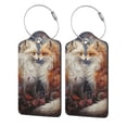 thumbnail image 5 of Rocae Romantic Flower Fox Couple for Leather Luggage Baggage Tags ID Label Privacy Cover ID Label with Stainless Steel Loop and Address Card, 5 of 5