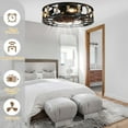 thumbnail image 5 of Cusp Barn 20'' Flush Mount Caged Ceiling Fan with Remote Control, Farmhouse Rustic Low Profile Ceiling Fans, 4-Light Vintage Enclosed Lighting Fixture, 5 of 10