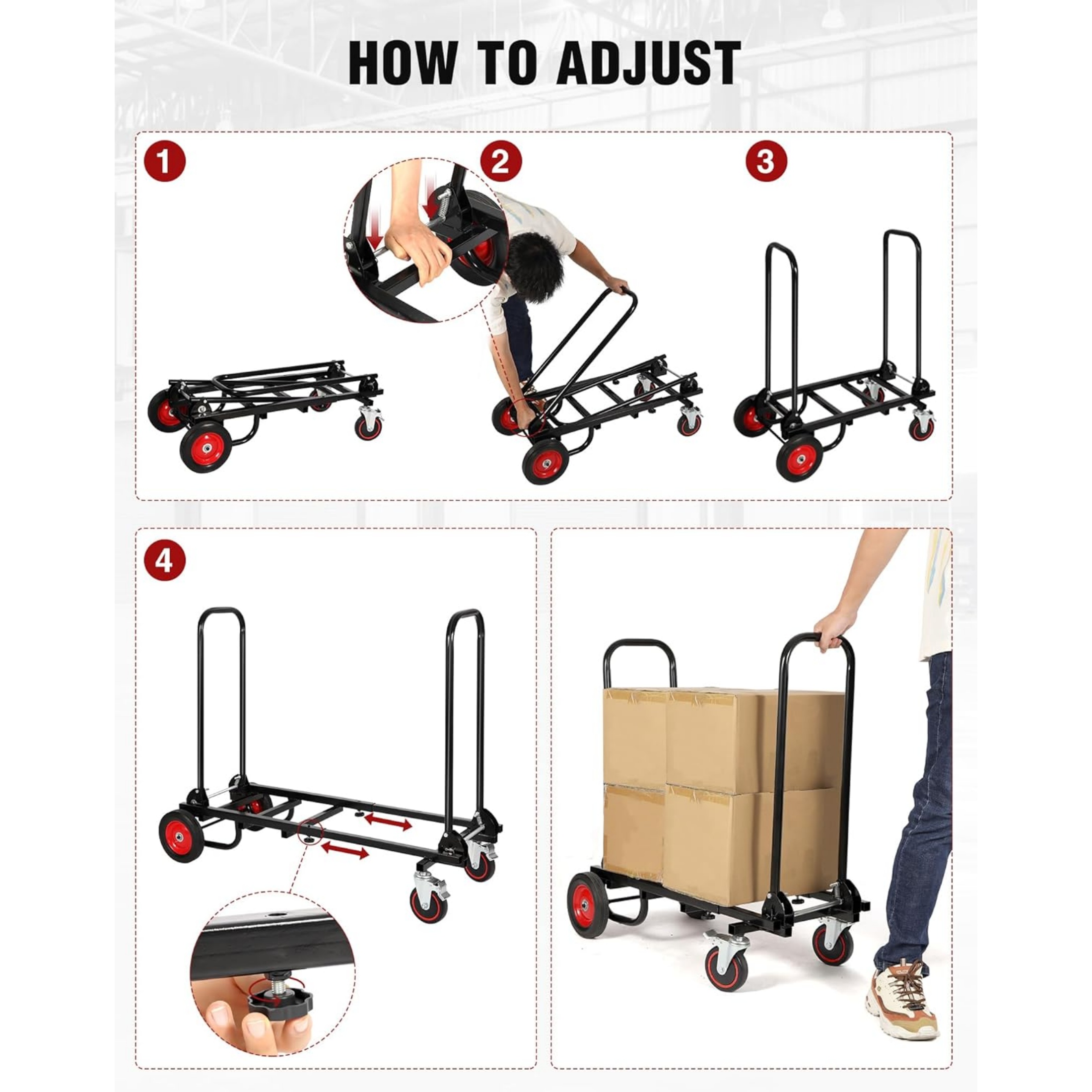 RedSwing Folding Hand Truck – 8-in-1 Convertible Heavy-Duty Dolly Cart with R-Trac Wheels, 330 lbs Capacity