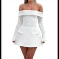 thumbnail image 3 of Vestido Mini para Mujer, con Hombros Descubiertos, Larga, Corte A, Vestido Formal Corto, para Fiesta y Club S, 3 of 8