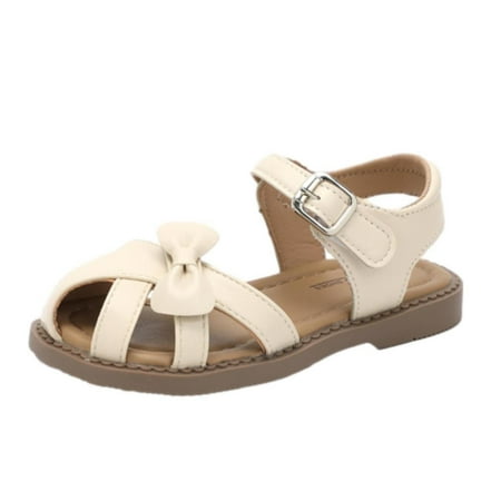 Meresysid Toddler Kids Girls  Summer Baby Baotou Toddler Shoes Soft Soled Princess Shoes Non-slip Casual Sandals Beige