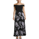 thumbnail image 1 of XSCAPE Vestido plisado con hombros descubiertos para mujer, negro, 4 XSCAPE Fuera del hombro, 1 of 2