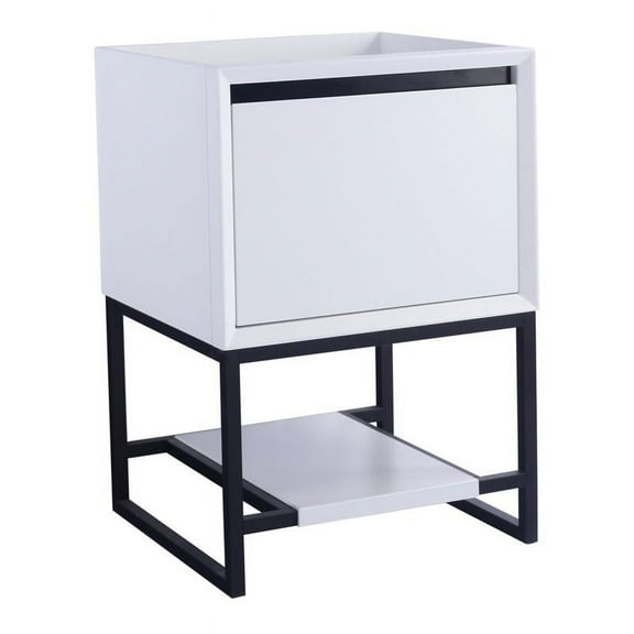 Laviva Alto 24" Oak Wood and Stainless Steel Cabinet in White