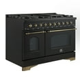 thumbnail image 2 of Forno Antico 48-Inch Dual Fuel Range, Black with Antique Brass Finish, 8 Burners, 94,000 BTU, 5.5 cu.ft. Double Ovens  Griddle, 2 of 5