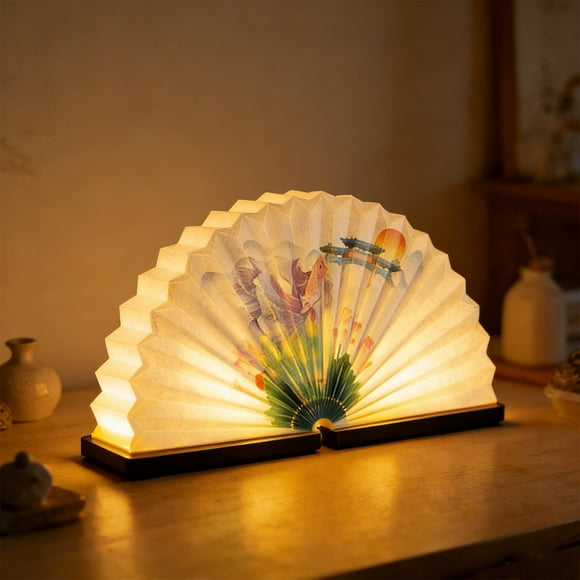 Ingenious Folding Fan Lamp Multifunctional Ornament Modern Living Decoration Warm Ambient Glows Special Anniversary Gift Peaceful Soothing Partner