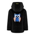 thumbnail image 5 of iiniim Kids Girls Winter Warm Coats Faux Fur Owl Applique Long Sleeve Zippered Hooded Fleece Jacket Black 8, 5 of 7