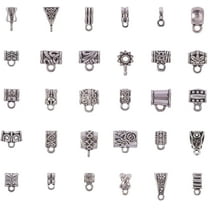 116Pcs 29 Styles Tibetan Style Alloy Tube Bails Loop Bails Mixed Shapes Antique Silver 6~15x4~11x4~10mm Hole: 1.5~6mm