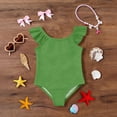 thumbnail image 5 of Abcomgle Baby Swimsuit Girl Solid One Piece Swimsuits for Little Girls Ruffled Stretchy Swimwear for Girls, 5 of 7