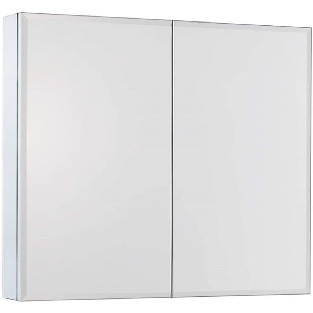 MOVO Aluminum Bathroom Double Doors Medicine with Mirror 30 x