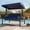 Navy blue, variant on SOLLED 3-Seat Porch Swing with Stand 800 LBS Heavy Duty Outdoor Patio Swing Bed with Adjustable Canopy and Cup Holders for Backyard Garden,khaki