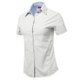 thumbnail image 2 of A2Y Women's Basic Durable Short Sleeve Button Down Business Office Formal Ladies Shirt White Oxford M, 2 of 6