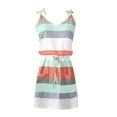 thumbnail image 4 of pstuiky Womens Dresses, Women Beach Dress Fashion Stripe Sleeveless Backless Camisole Beach Mini Sundress Holiday Dresses for Women with Pocket Mint Green xxl, 4 of 5