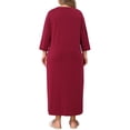 thumbnail image 5 of GRACE & GRANDEUR Women's Plus Size Zip Front Robe Long 3/4 Sleeve Loungewear with Pockets 2X Red, 5 of 9
