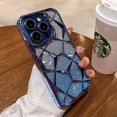 thumbnail image 3 of Luxury Girl's Phone Case for iPhone 15 14 13 12 11 Pro Max Plus Glitter Bling 3D Cube Diamond Marble Soft TPU Shockproof Cover, 3 of 5