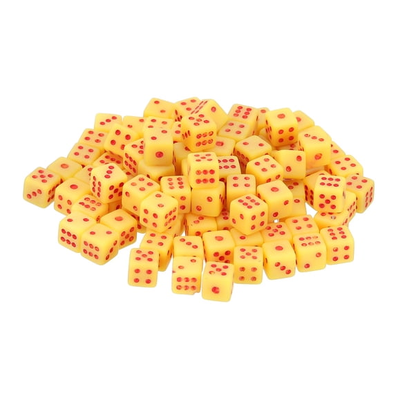 100Pack Mini Dice, 5mm/0.2" Acrylic Tiny Six Side Game Dot Square Dice Bulk for Table Board Game Party Activities, Yellow/Red