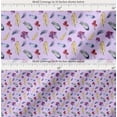 thumbnail image 2 of Soimoi Purple Cotton Poplin Fabric Feather & Floral Print Sewing Fabric Yard 56 Inch Wide, 2 of 7