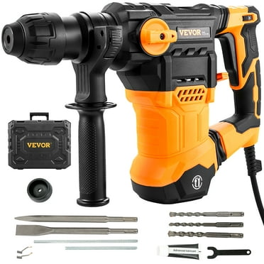 VEVOR 1-1/4inch SDS-Plus Rotary Hammer Drill, 13 Amp Corded Drills, Heavy Duty Chipping Hammers w/Vibration Control & Safety Clutch, Electric Demolition Hammers Variable Speed, Power Tool For Concrete