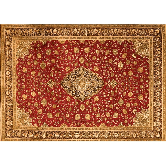 Ahgly Company Indoor Rectangle Medallion Orange Traditional Area Rugs, 2' x 5'