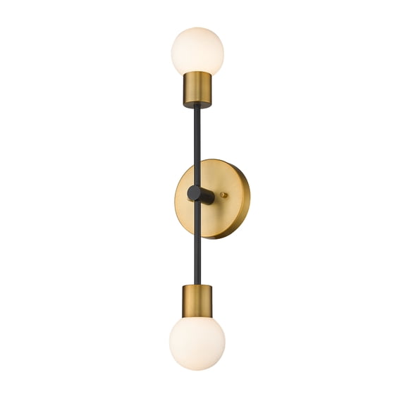 Z-Lite Neutra 2 Light Opal Glass Steel Wall Sconce in Matte Black and Brass