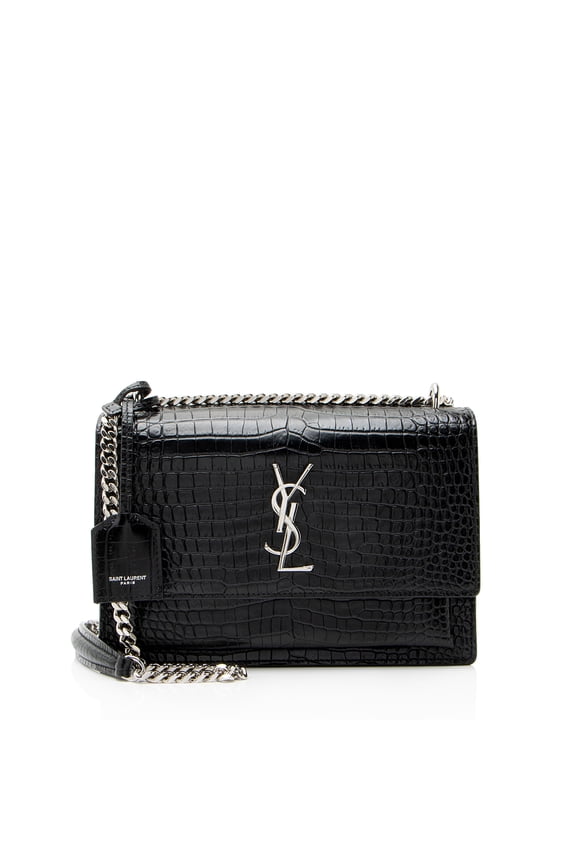 Pre-Owned Saint Laurent Croc Embossed Leather Monogram Sunset Medium Shoulder Bag