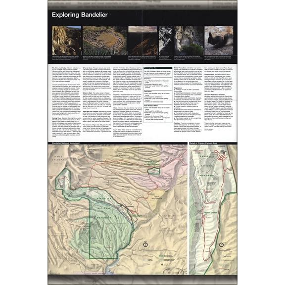 24"x36" Gallery Poster, map of Bandelier National Monument park, New Mexico 1998