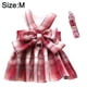 thumbnail image 2 of Mascota JK falda a cuadros correa para el pecho cuerda de tracción caminar perro gato chaleco ropa (cuadros rojo vino) MFZFUKR BST3000134-3, 2 of 6