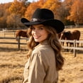 thumbnail image 2 of LILIYA Womens Western Cowboy Hat, Classic Wide Brim Breathable Beach Cowgirl Headwear with Decorative Band, Lightweight Sun Protection Summer Hat, 2 of 5