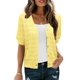 thumbnail image 1 of Cárdigan IECCP ligero para mujer, manga corta, abullonado, amarillo, 1 of 5
