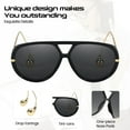 thumbnail image 4 of Oversized Aviator Sunglasses for Women With Earring Trendy Large Big Double Bridge 2025 Designer Ladies Shades, 4 of 6
