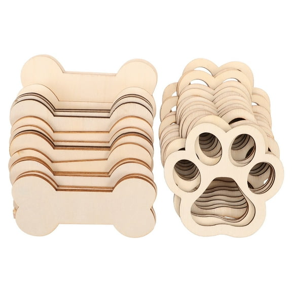 OUNONA Drafideep Rustic Wooden Bone and Paw Ornaments for Home Decor and Craft Projects