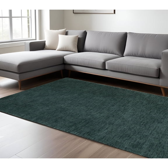 8' X 11' Green Hand Woven Area Rug