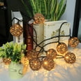 thumbnail image 6 of Rattan Ball String Lights, Boho Lantern String Lights with 10 Led Bulbs Connectable, Indoor Outdoor String Light for Bedroom Wedding Garden Party Backyard Decor, 9.84FT, 6 of 7