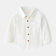 thumbnail image 2 of Toddler Baby Boys Button Down Denim Shirt Boys Girls Long Sleeve Casual Cowboy Solid Color Top, 2 of 6
