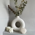 thumbnail image 2 of 1pc, White Ceramic Vase White Vases For Decor, Modern Home Decor Vase, Boho Vases For Decor, Circle Vase, Round Vase, Donut Vase, Decorative Vase For Wedding Dinner Table Party Living Room Office Bedr, 2 of 5