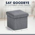 thumbnail image 2 of Ornavo Home 2 Pack Small Storage Ottoman Foldable Collapsible Cube Square Linen Ottoman Foot Rest Stool Seat, for Living Room, Bedroom, Home Office, Dorm - 12 x 12 x 12, Gray, 2 of 7
