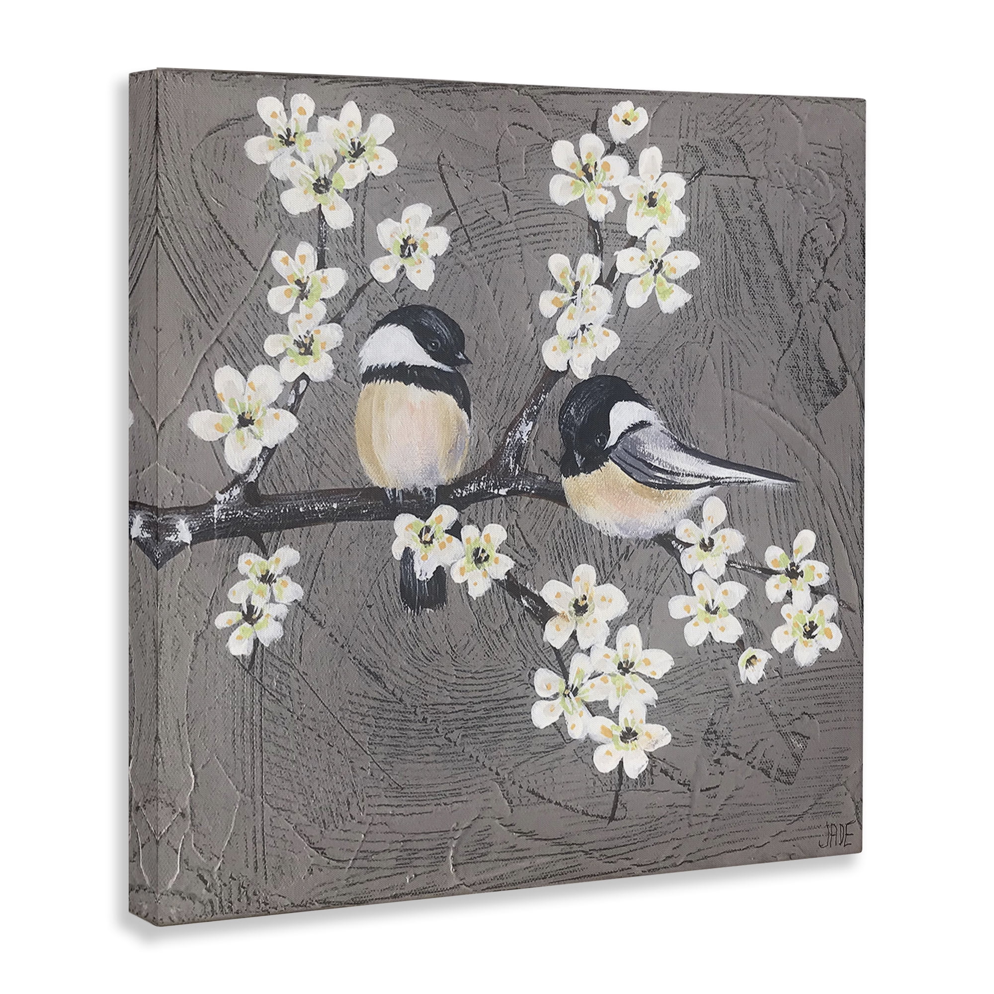 Stupell Industries Bird Pair on Branch Animals & Insects Painting Gallery Wrapped Canvas Art Print Wall Art, 24 x 24