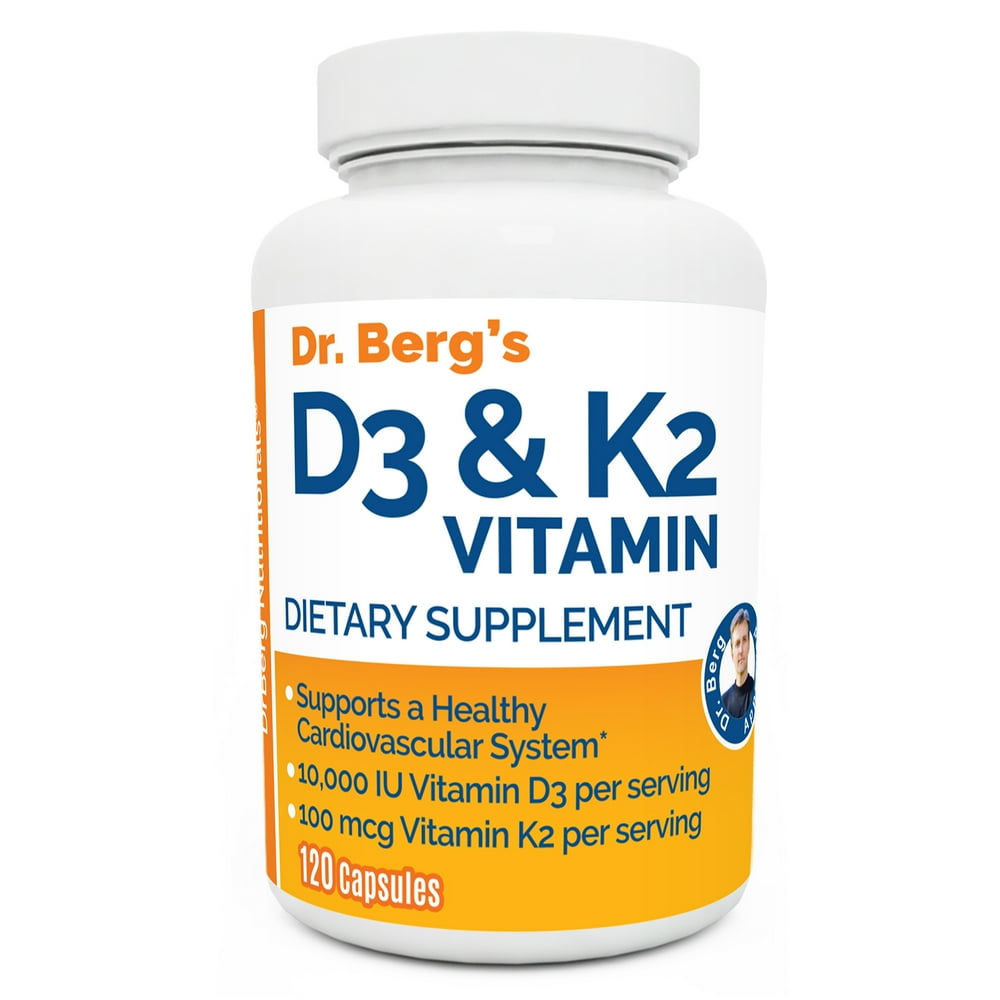 Dr. Berg's D3 & K2 Vitamin Supplement with Purified Bile Salts, 120
