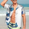 thumbnail image 4 of Uemuo Blue Flying Butterflies Printed Regular Fit Short Sleeve Casual Hawaiian Shirt for Men,Aloha shirt,Tropical shirt,Floral print shirt,Vacation Beach shirt-Small, 4 of 9