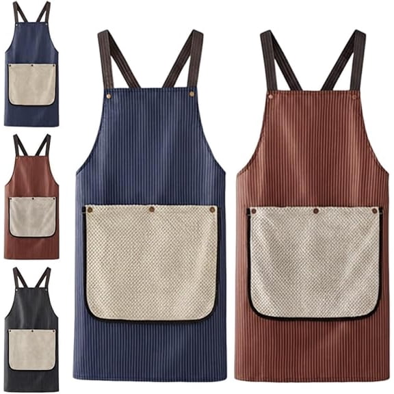 Kitchen Apron with Pockets hand towel for Men and Women – Waterproof Cooking Apron for Home, BBQ, and Baking – Durable, Comfortable, Easy to Clean(Blue Coffee)