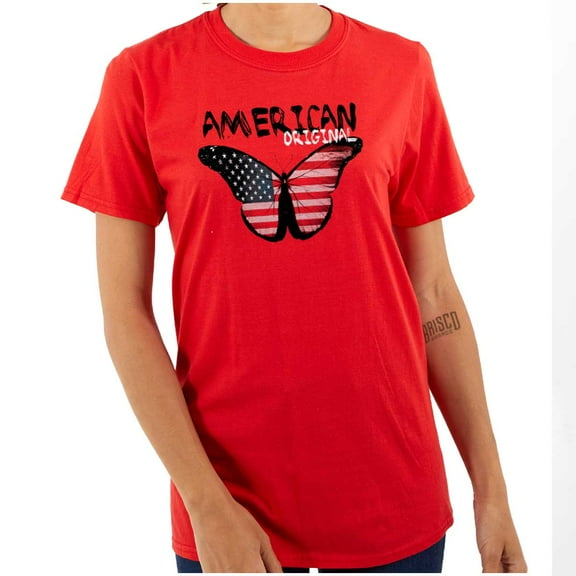 America Pretty Patriotic Butterfly Women's Graphic T Shirt Tees Brisco Brands S
