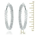 thumbnail image 3 of Gemini Women's Silver Plated Swarovski Crystal Big Large Round Hoop Earring Gm008 , Size: 2 inches , Color: Silver, 3 of 4