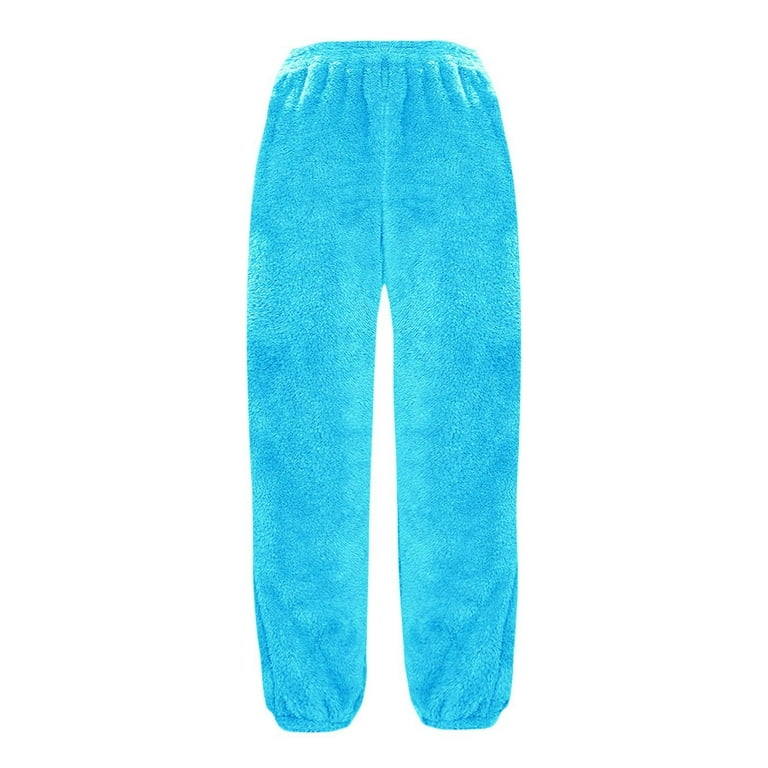HAPIMO Rollbacks Womens Fuzzy Fleece Pants Warm Cozy Pjs Bottoms Fleece  Sweatpants Pants Fluffy Sleepwear with Drawstring Blue XXXXL