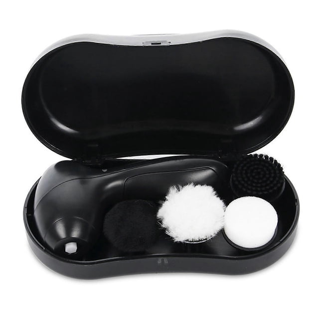 Electric Shoe Polisher with 4 Brush Heads, Portable Shoe Polisher, Dust Remover, Leather Polishing, Shoe Shine, Care Kit