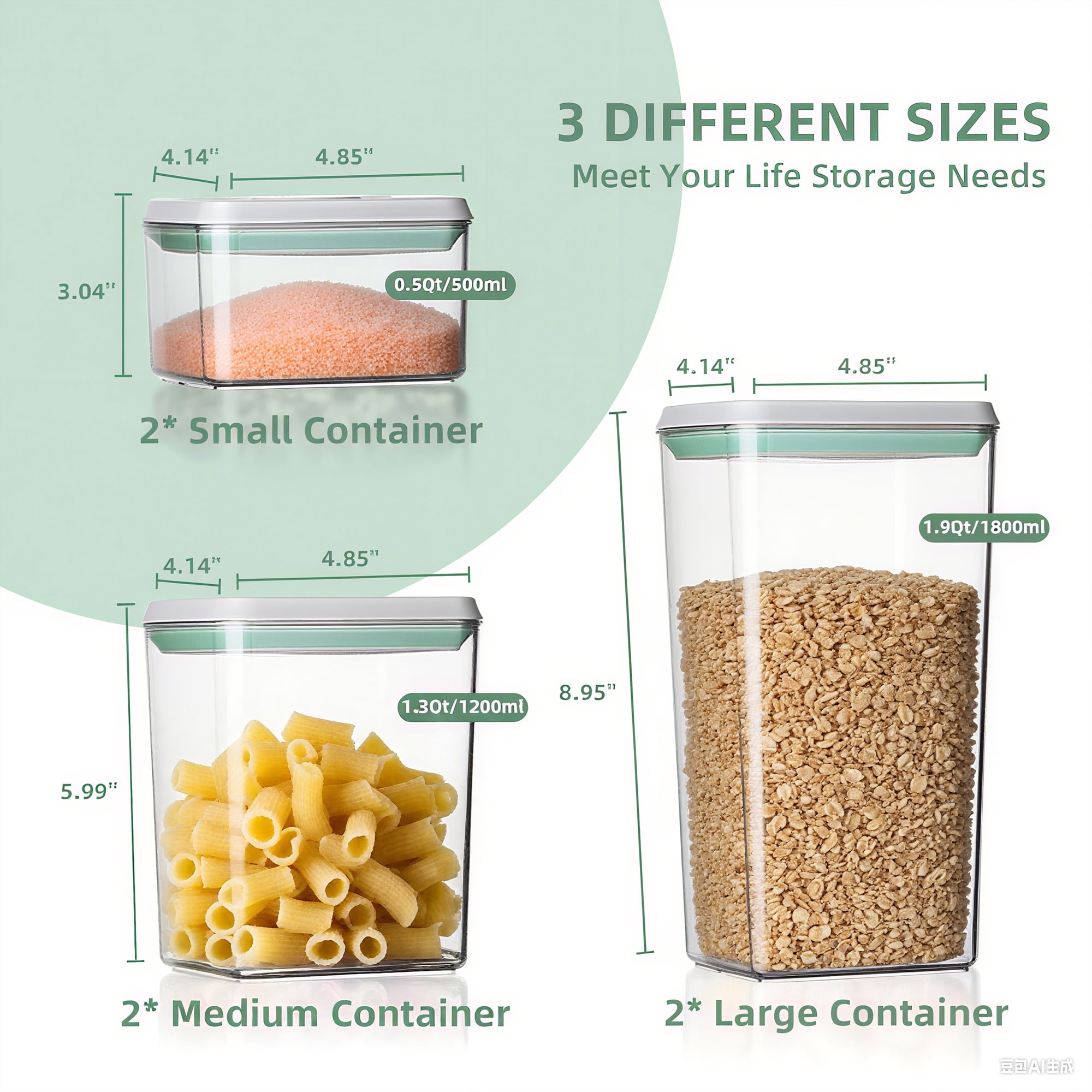 ANKOU 6-Piece Airtight Food Storage Container Set with Lids, Kitchen and Pantry