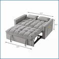 thumbnail image 2 of 4-in-1 Velvet Tufted Loveseat Sofa Bed | Adjustable Backrest, Storage Pockets & Pillows | Gray Modern Minimalist, 2 of 12