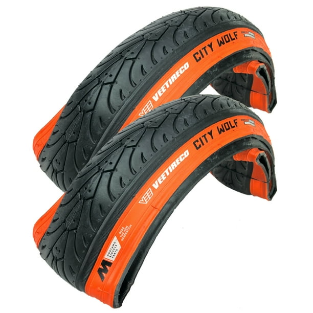 2 Vee Tire City Wolf 20x1.75 Semi Smooth Bike Tires Orange Sidewall