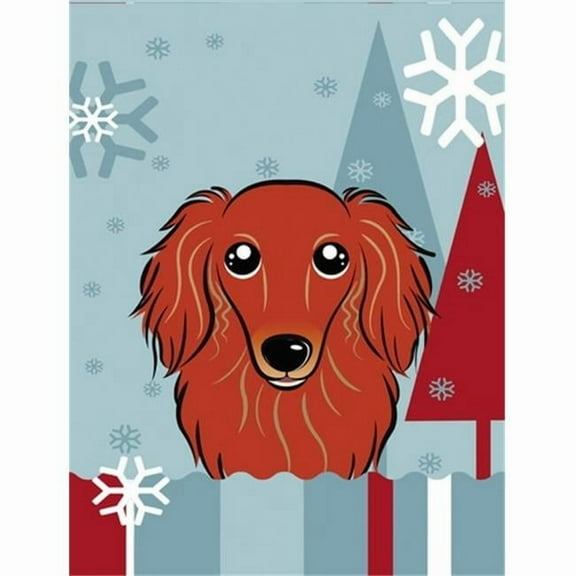 Caroline's Treasures BB1710GF Winter Holiday Longhair Red Dachshund Flag Garden Size , Small, multicolor